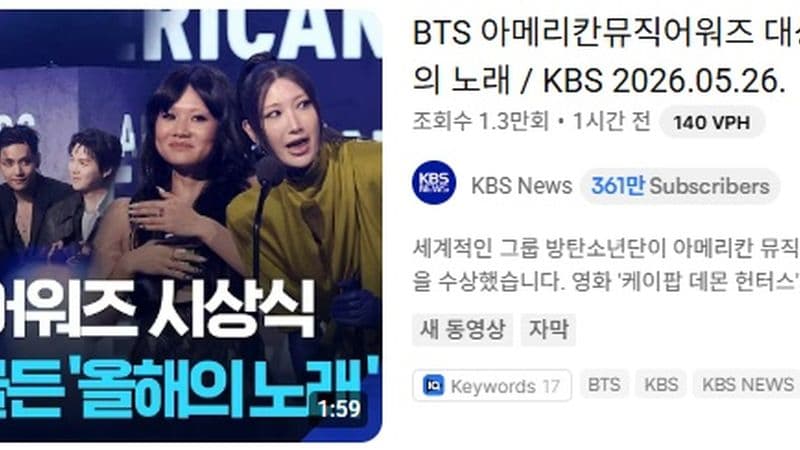 BTS, '아메리칸 뮤직 어워즈' 대상 수상… 군 공백기 끝낸 왕의 귀환, 골든도 '올해의 노래'